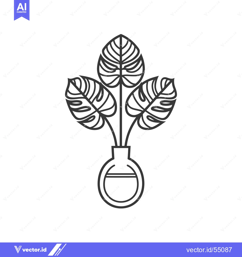 Premium Vector of Line Art Illustration of Monstera Plant in a Vase