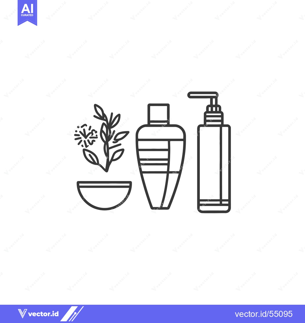 Premium Vector dari Line Art Illustration of Natural Beauty Products