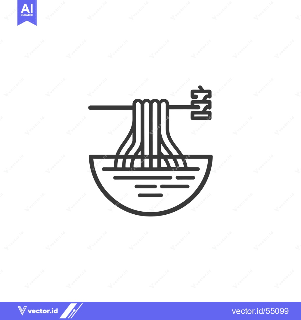 Premium Vector dari Line Art Illustration of Noodles in a Bowl