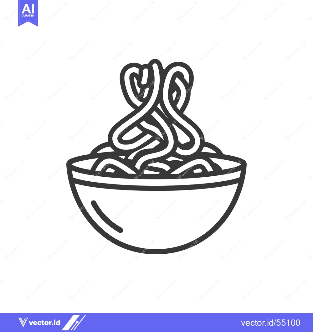 Premium Vector dari Line Art Illustration of Noodles in a Bowl