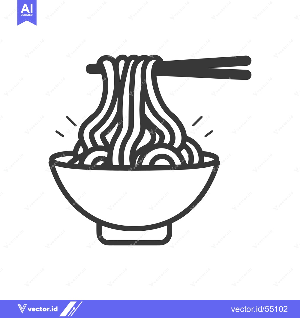 Premium Vector dari Line Art Illustration of Noodles in a Bowl with Chopsticks