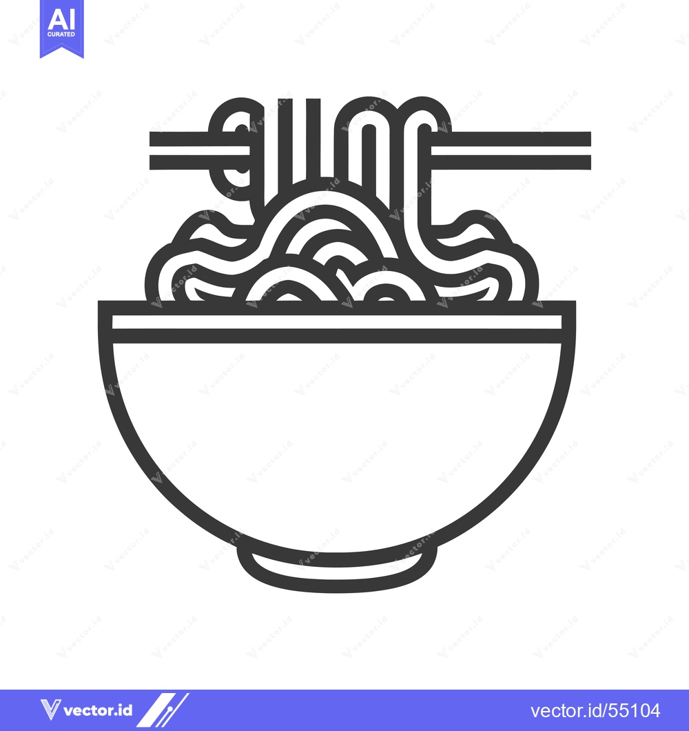 Premium Vector dari Line Art Illustration of Noodles in a Bowl with Chopsticks