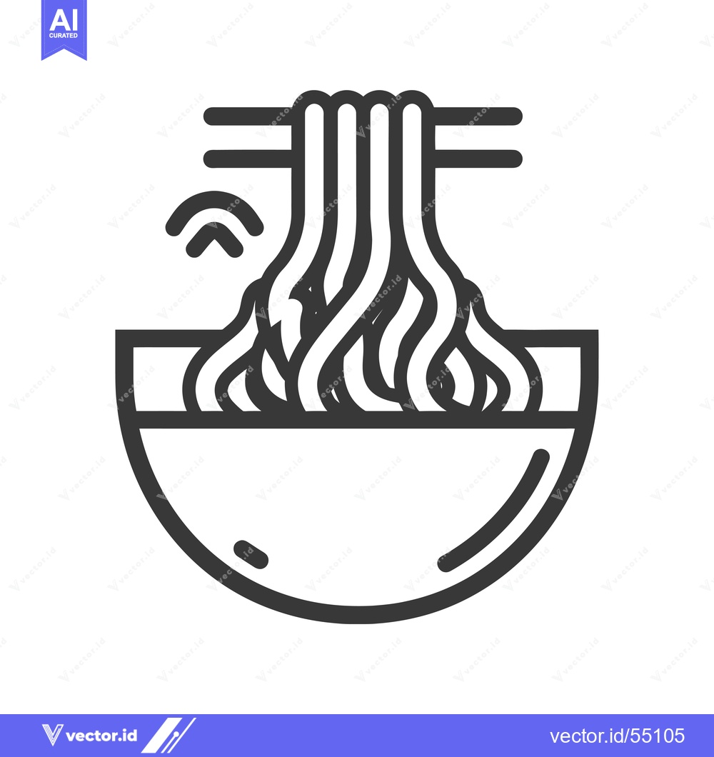 Premium Vector of Line Art Illustration of Noodles in a Bowl with Chopsticks