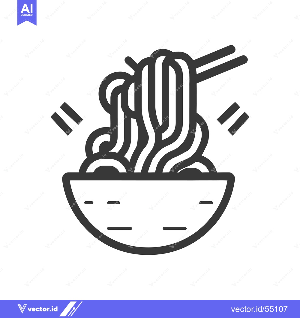 Premium Vector dari Line Art Illustration of Noodles in a Bowl with Chopsticks