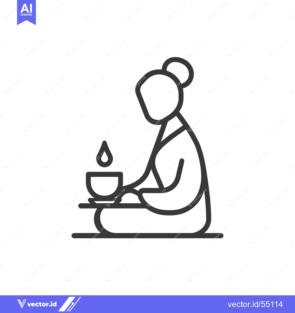 Premium Vector dari Line Art Illustration of Person Drinking Tea in a Seiza Position