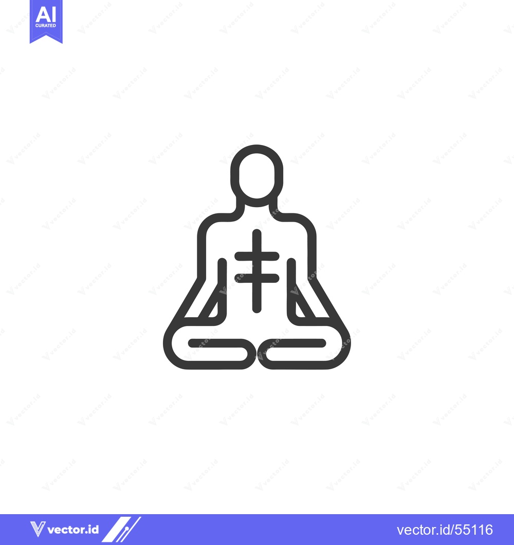Premium Vector dari Line Art Illustration of Person in Meditation Pose with Cross on Chest