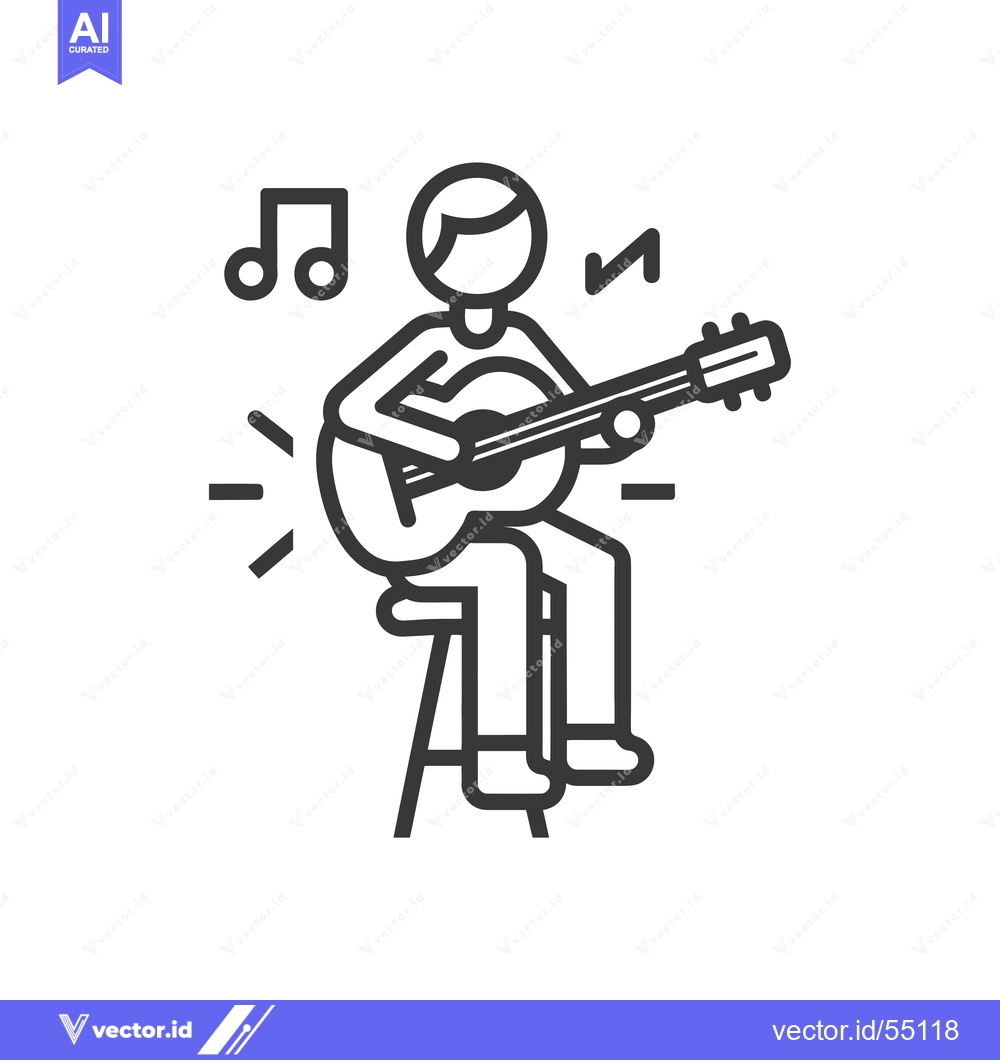 Premium Vector of Line Art Illustration of Person Playing Guitar