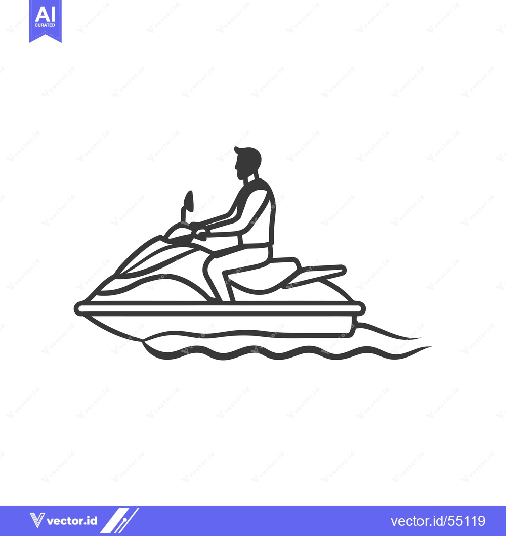 Premium Vector dari Line Art Illustration of Person Riding a Jet Ski