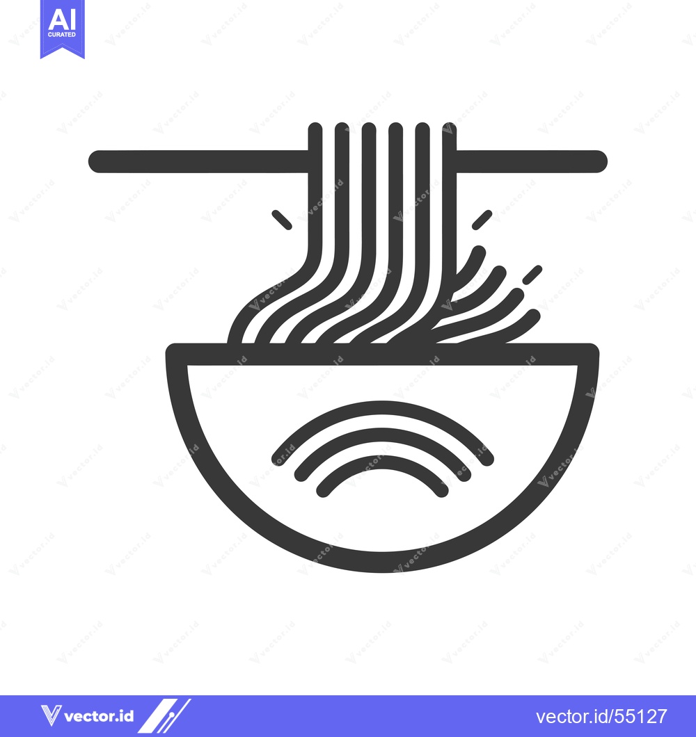 Premium Vector of Line art illustration of ramen noodles in a bowl with chopsticks