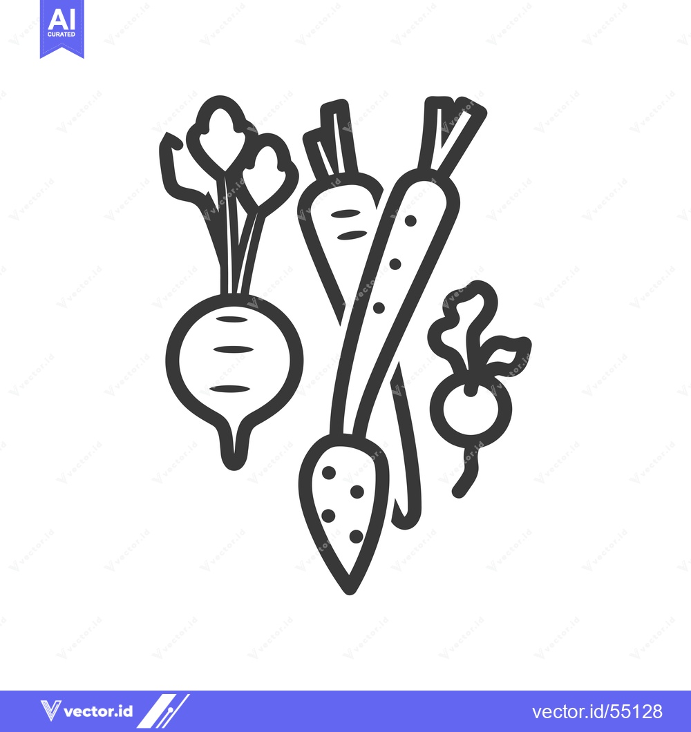 Premium Vector dari Line Art Illustration of Root Vegetables