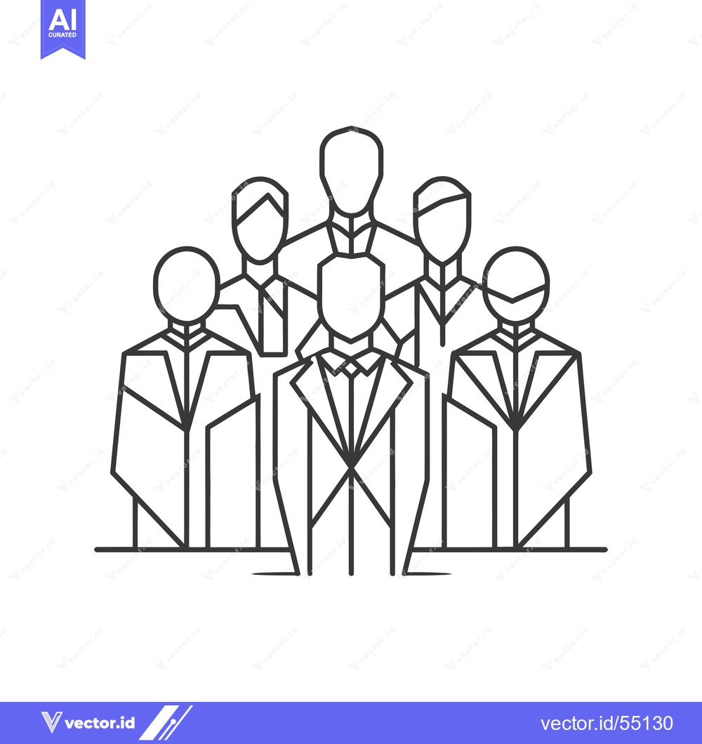Premium Vector dari Line Art Illustration of Six People in Suits Standing Together