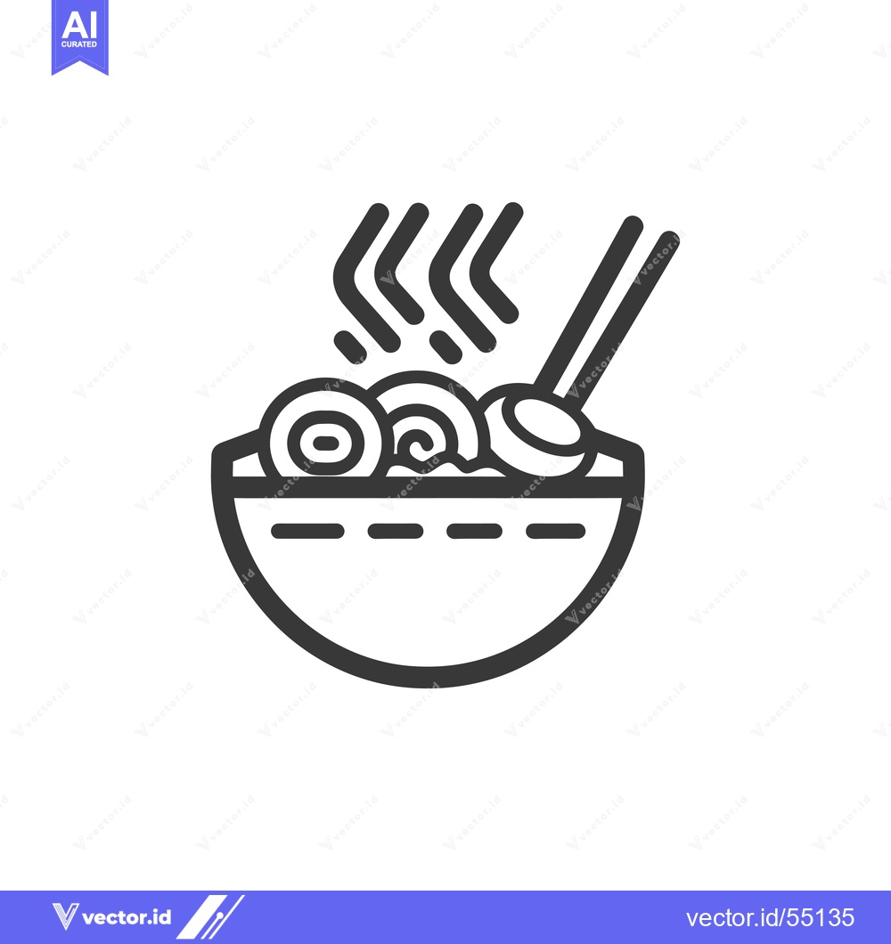 Premium Vector dari Line art illustration of steaming ramen with chopsticks