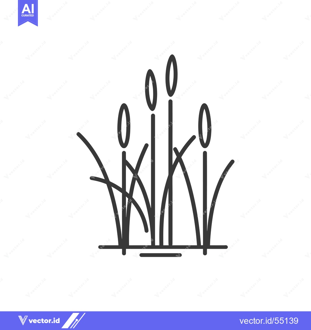 Premium Vector of Line Art Illustration of Tall Grasses with Rounded Tops Emerging from