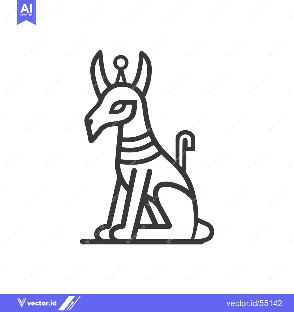 Premium Vector of Line art illustration of the Egyptian god Anubis
