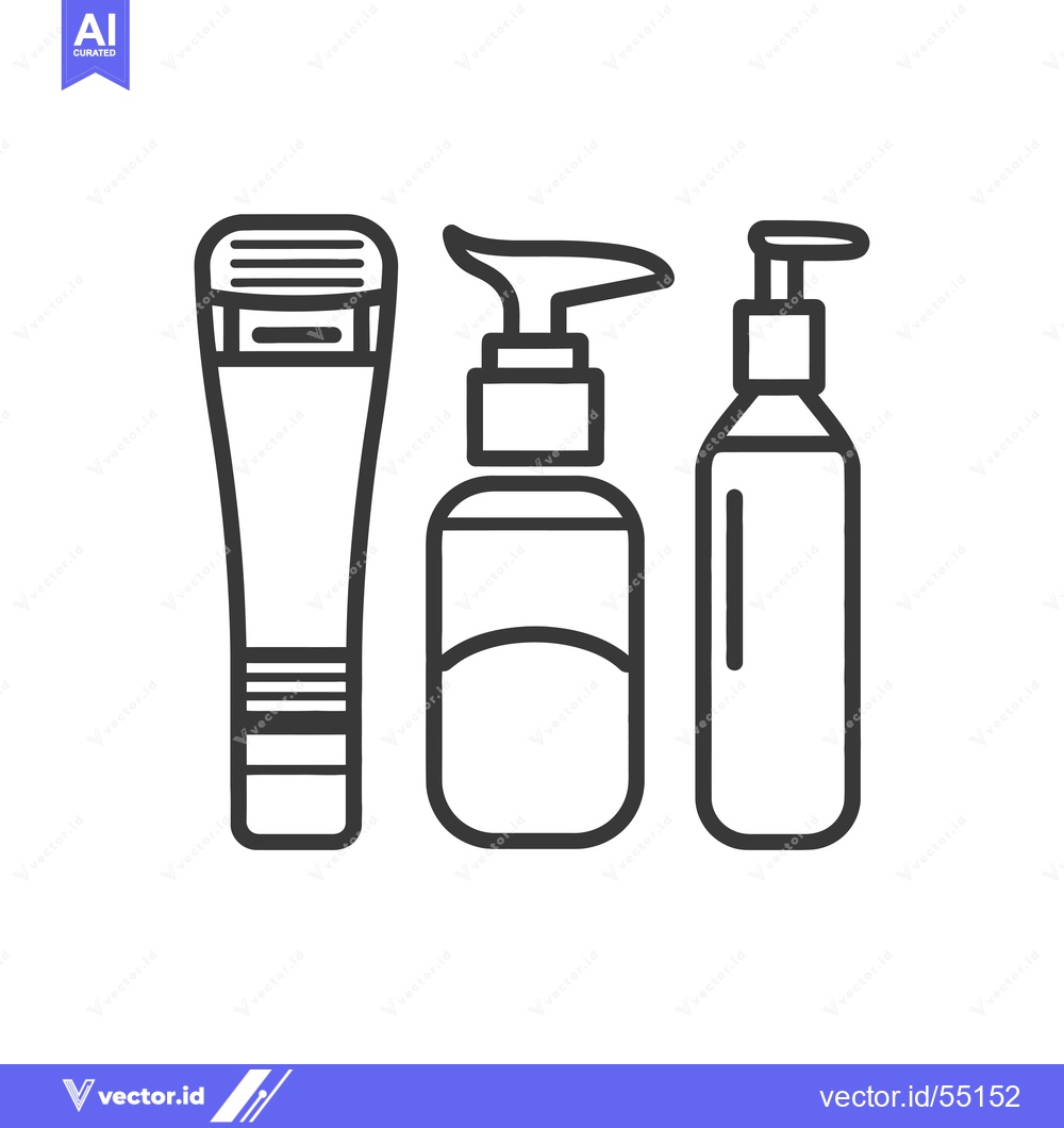 Premium Vector of Line Art Illustration of Three Bottles of Beauty Products