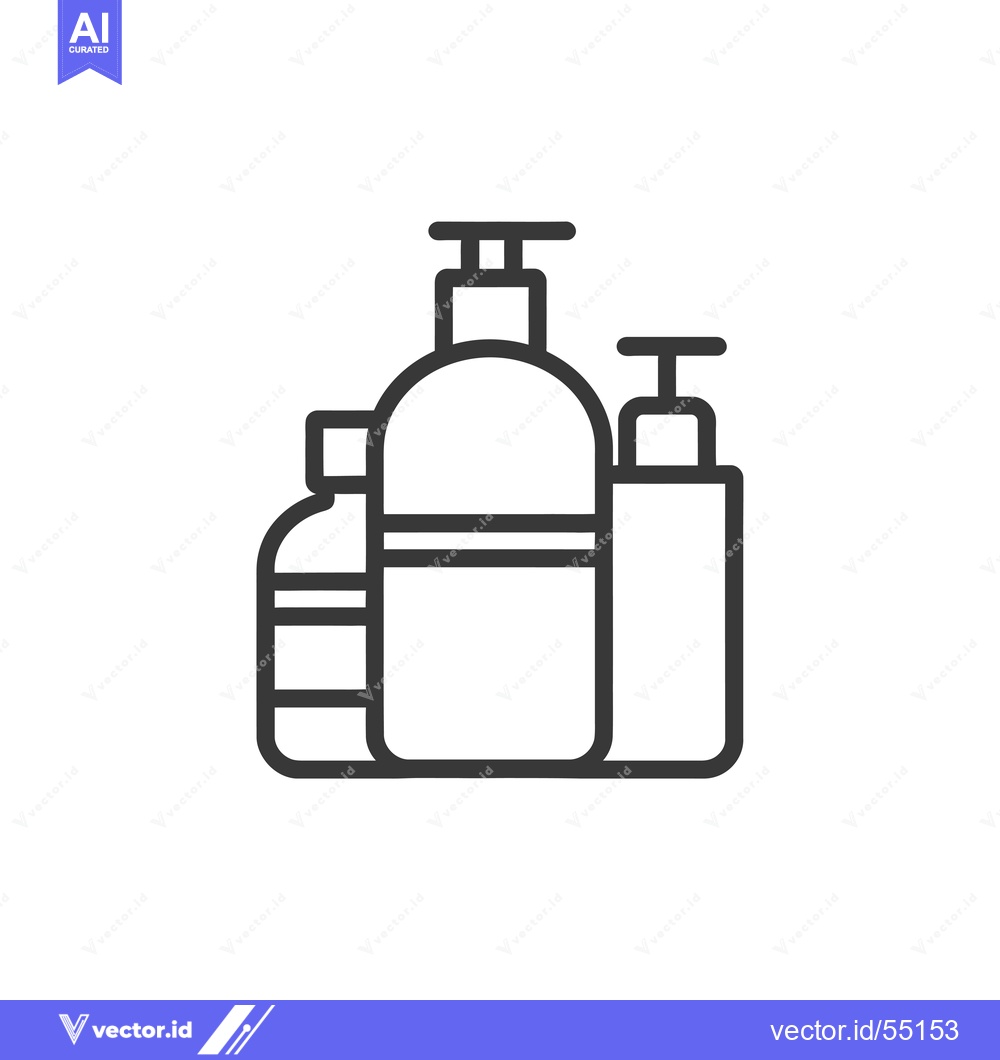 Premium Vector of Line art illustration of three bottles of lotion