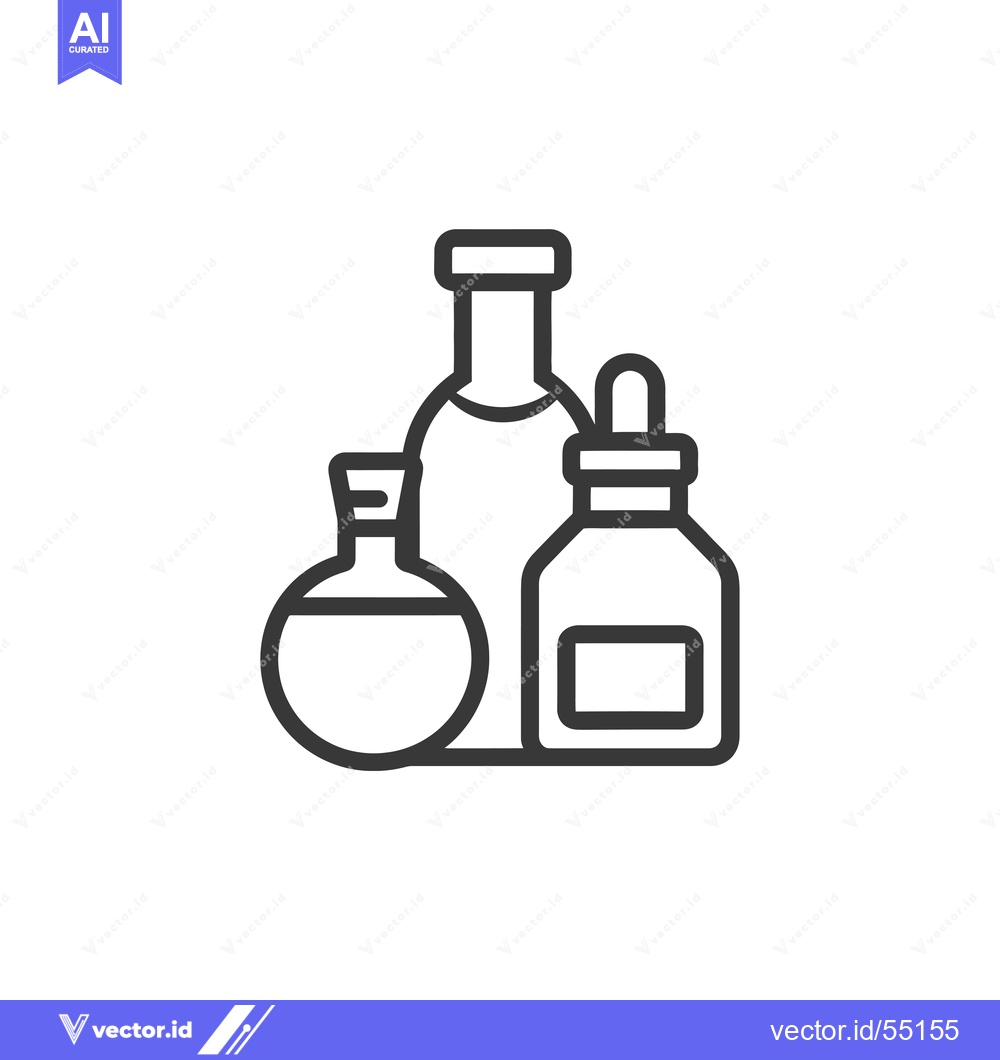 Premium Vector of Line art illustration of three bottles with liquid