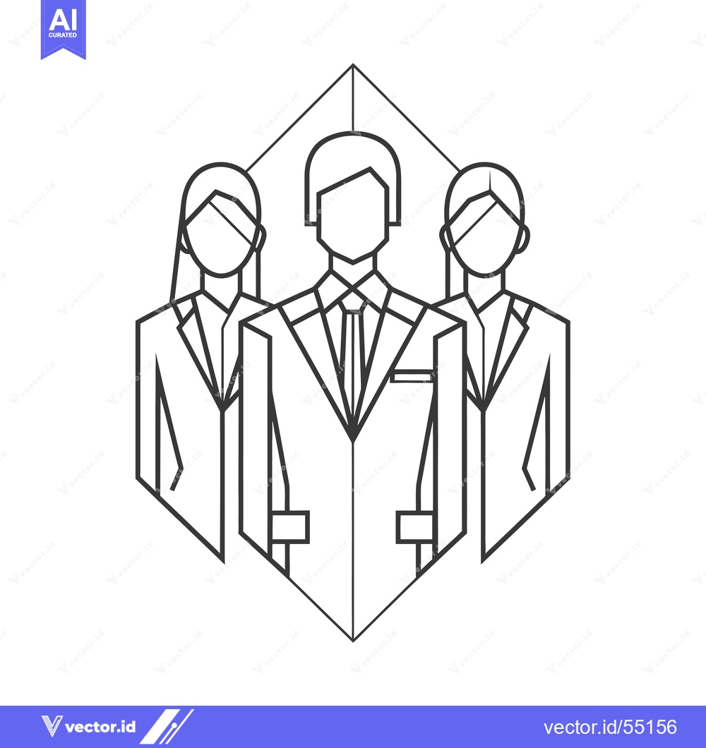 Premium Vector dari Line Art Illustration of Three Business Professionals in Suits