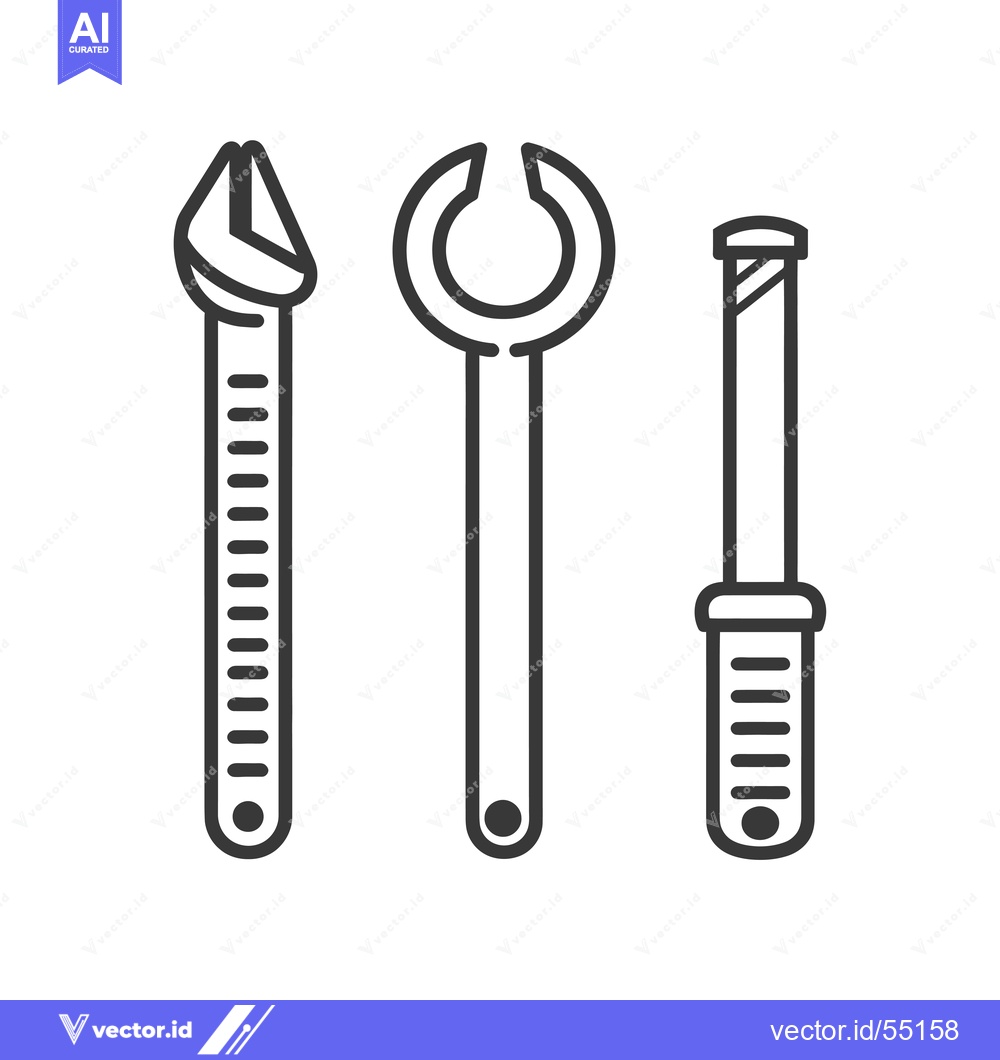 Premium Vector dari Line Art Illustration of Three Different Wrench Tools