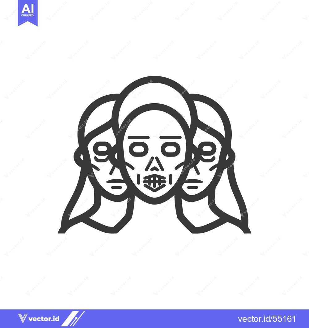 Premium Vector dari Line Art Illustration of Three Female Faces with One Central Face Feat