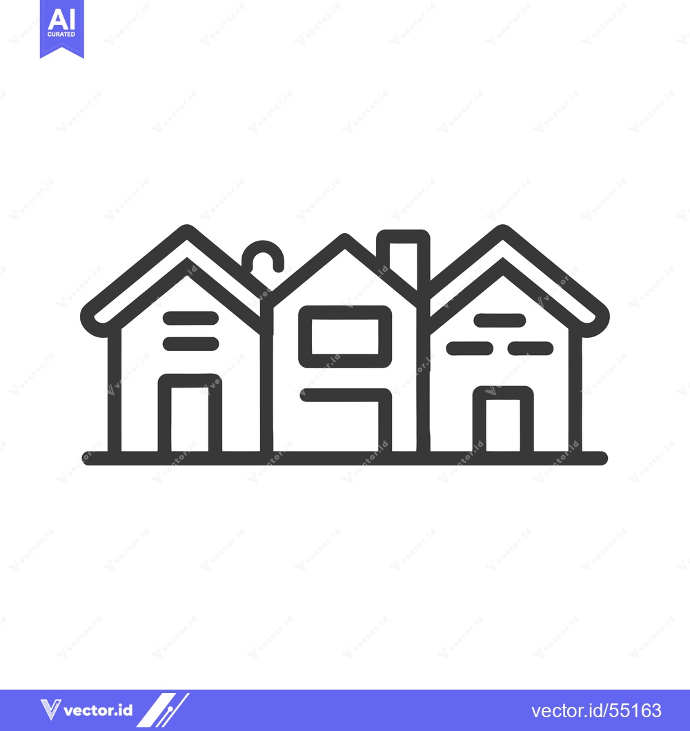 Premium Vector dari Line art illustration of three houses with doors and windows