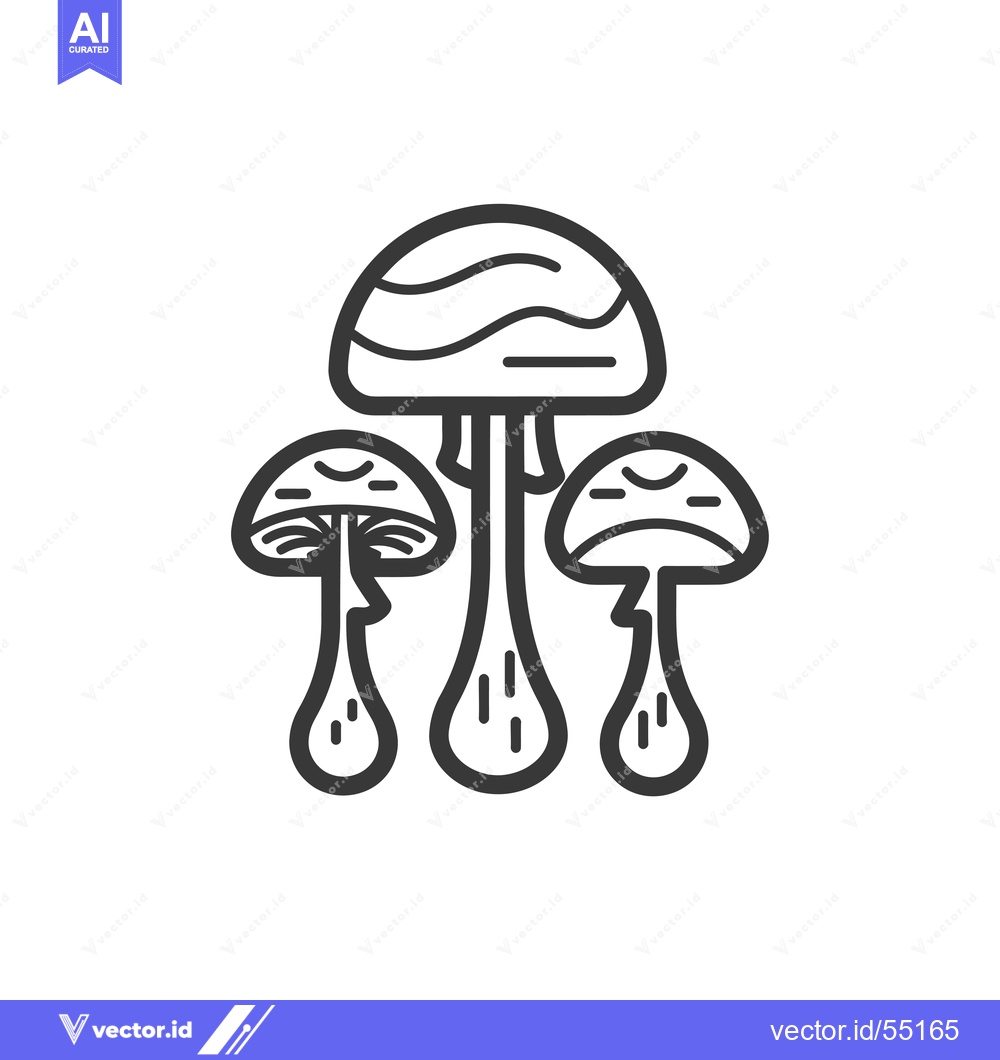 Premium Vector of Line art illustration of three mushrooms