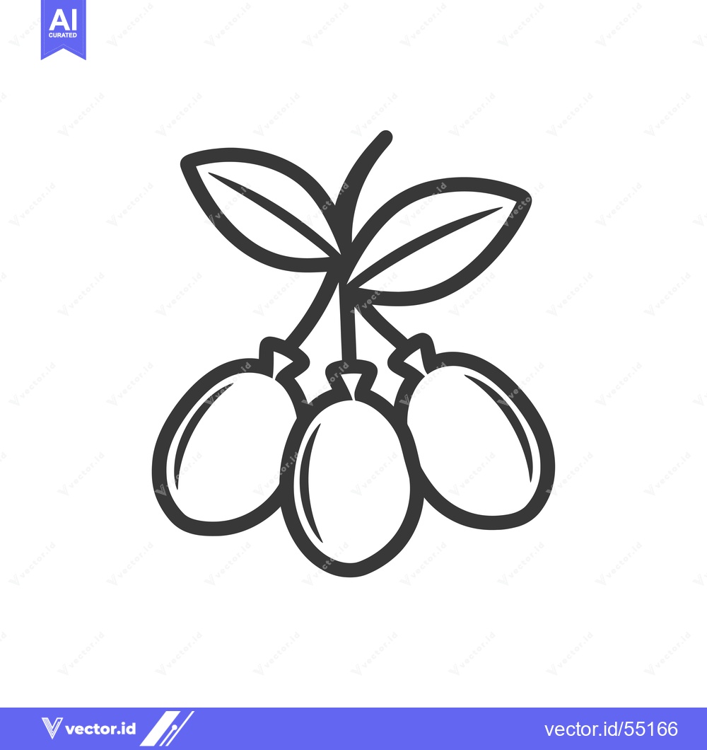 Premium Vector of Line Art Illustration of Three Olives with Leaves
