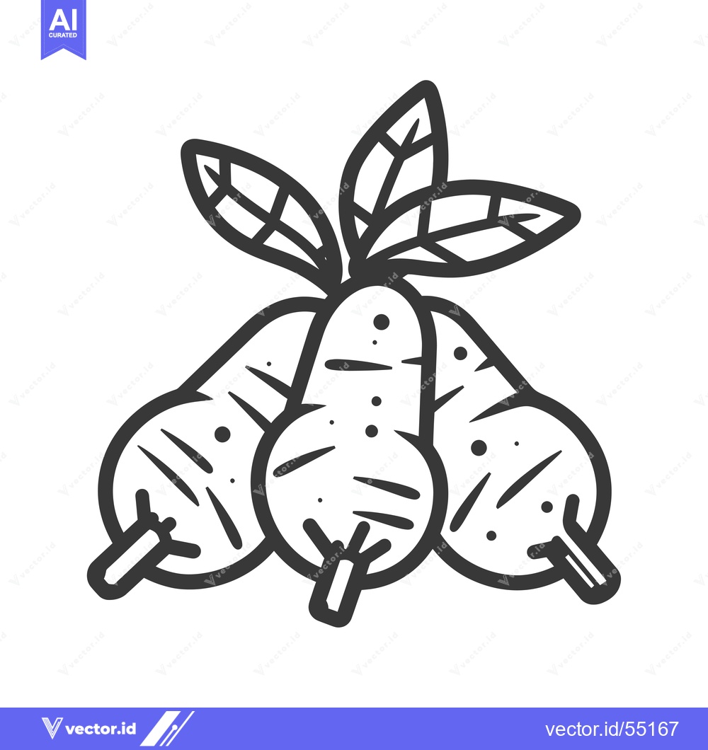 Premium Vector dari Line Art Illustration of Three Pears with Leaves