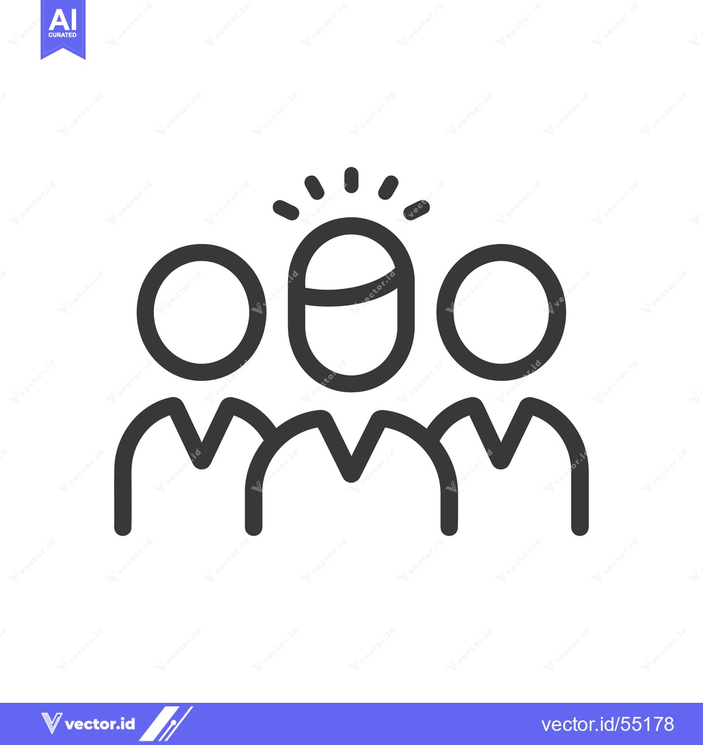Premium Vector of Line Art Illustration of Three People with One Person Having a Lightbu