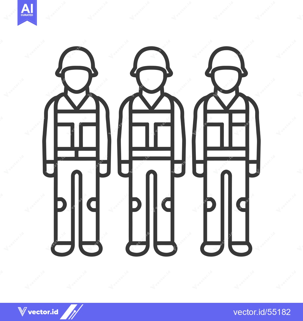 Premium Vector dari Line Art Illustration of Three Soldiers in Uniform
