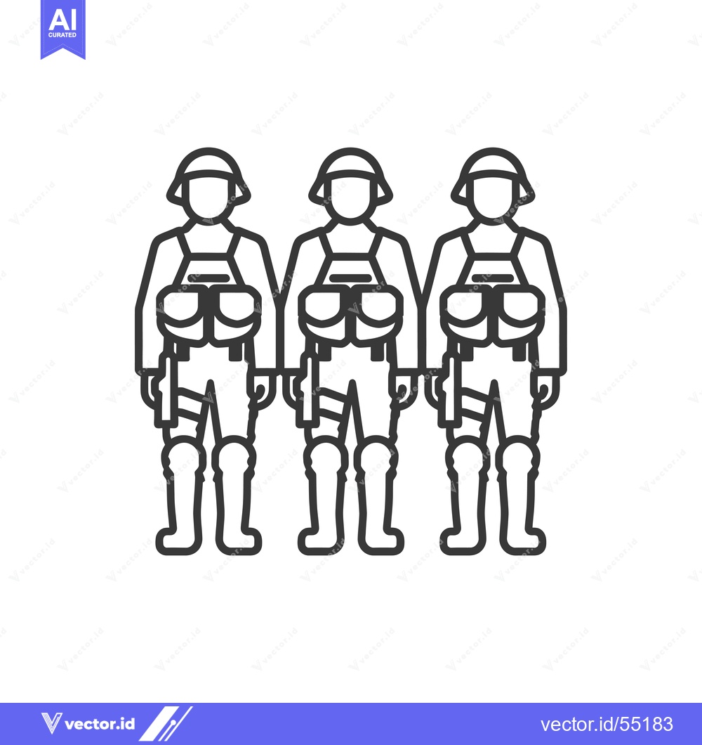 Premium Vector of Line art illustration of three soldiers standing in a row