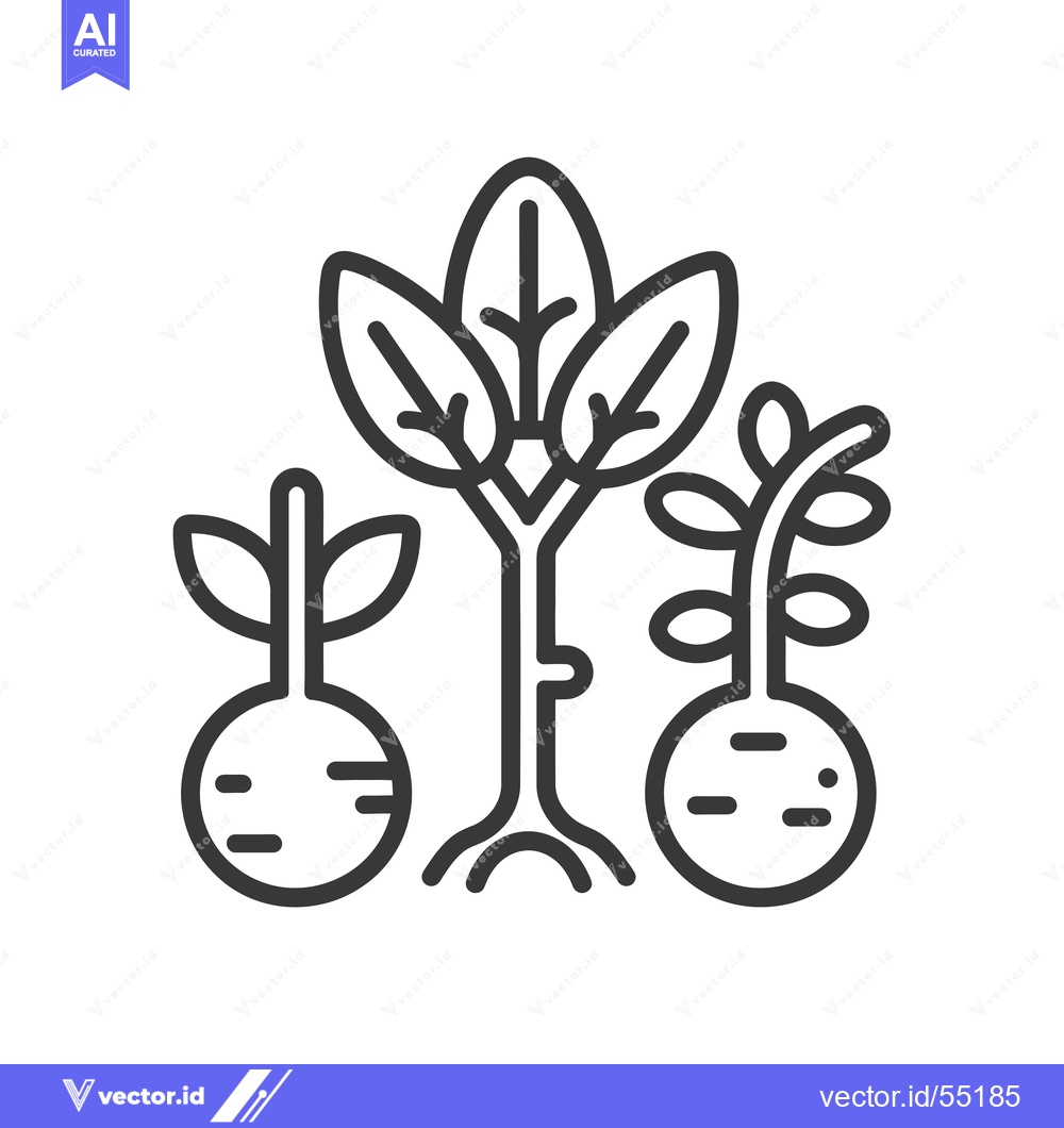 Premium Vector dari Line Art Illustration of Three Sprouting Plants