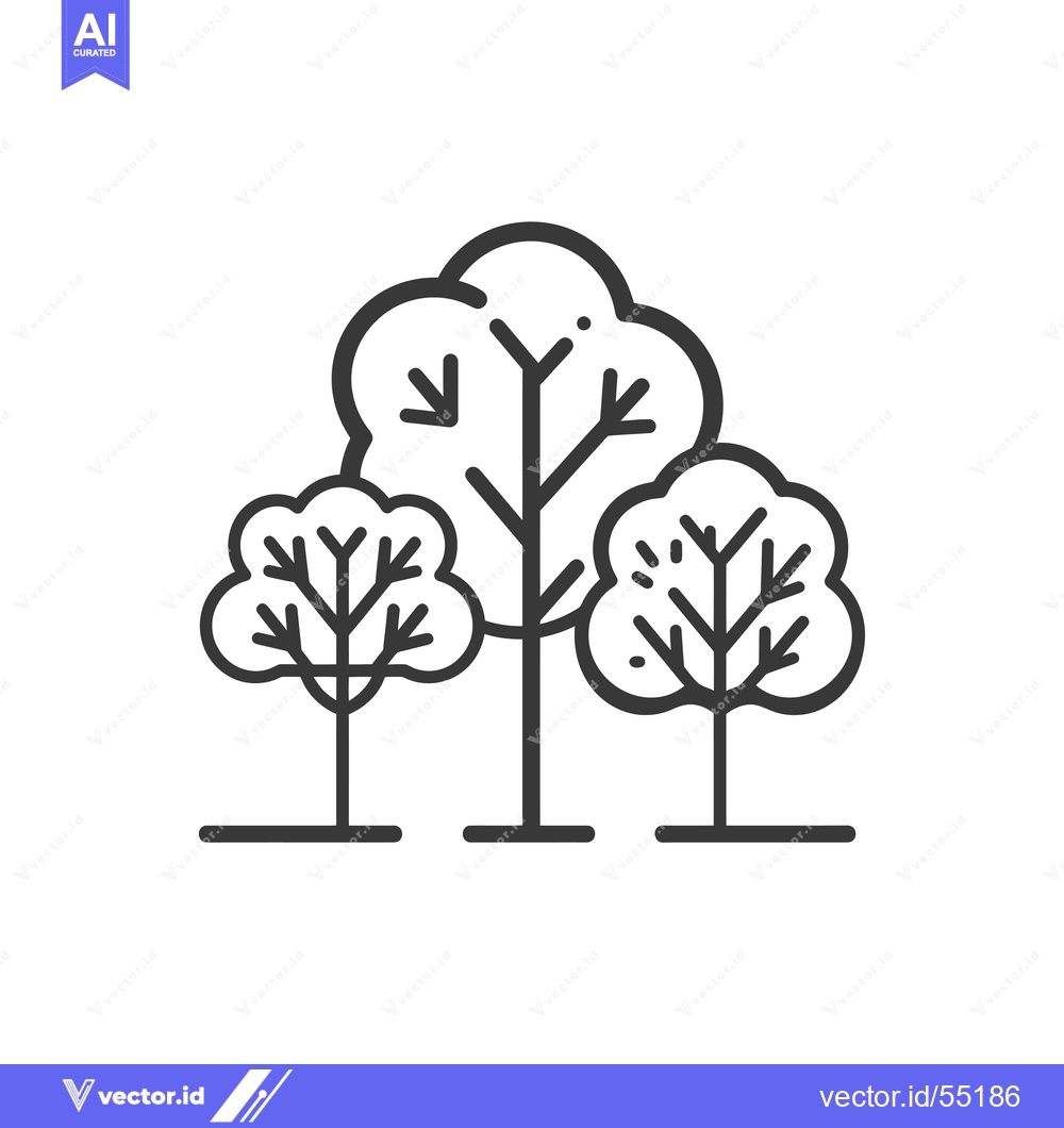 Premium Vector of Line art illustration of three stylized trees