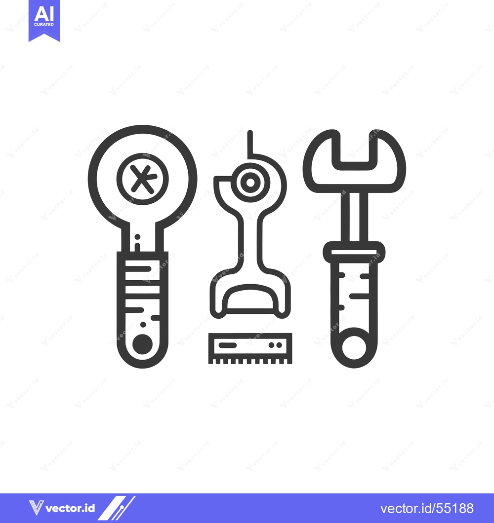 Premium Vector dari Line Art Illustration of Three Tools and a Ruler