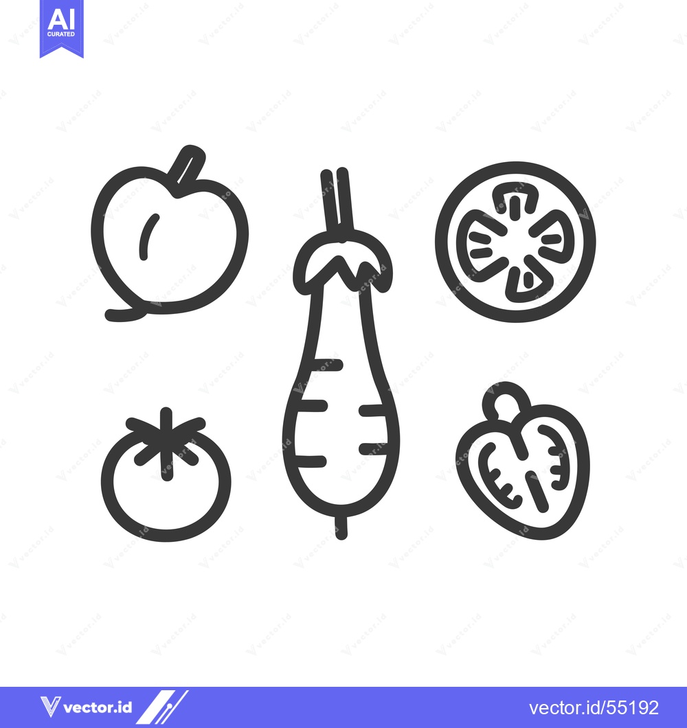 Premium Vector of Line Art Illustration of Tomatoes and Eggplant