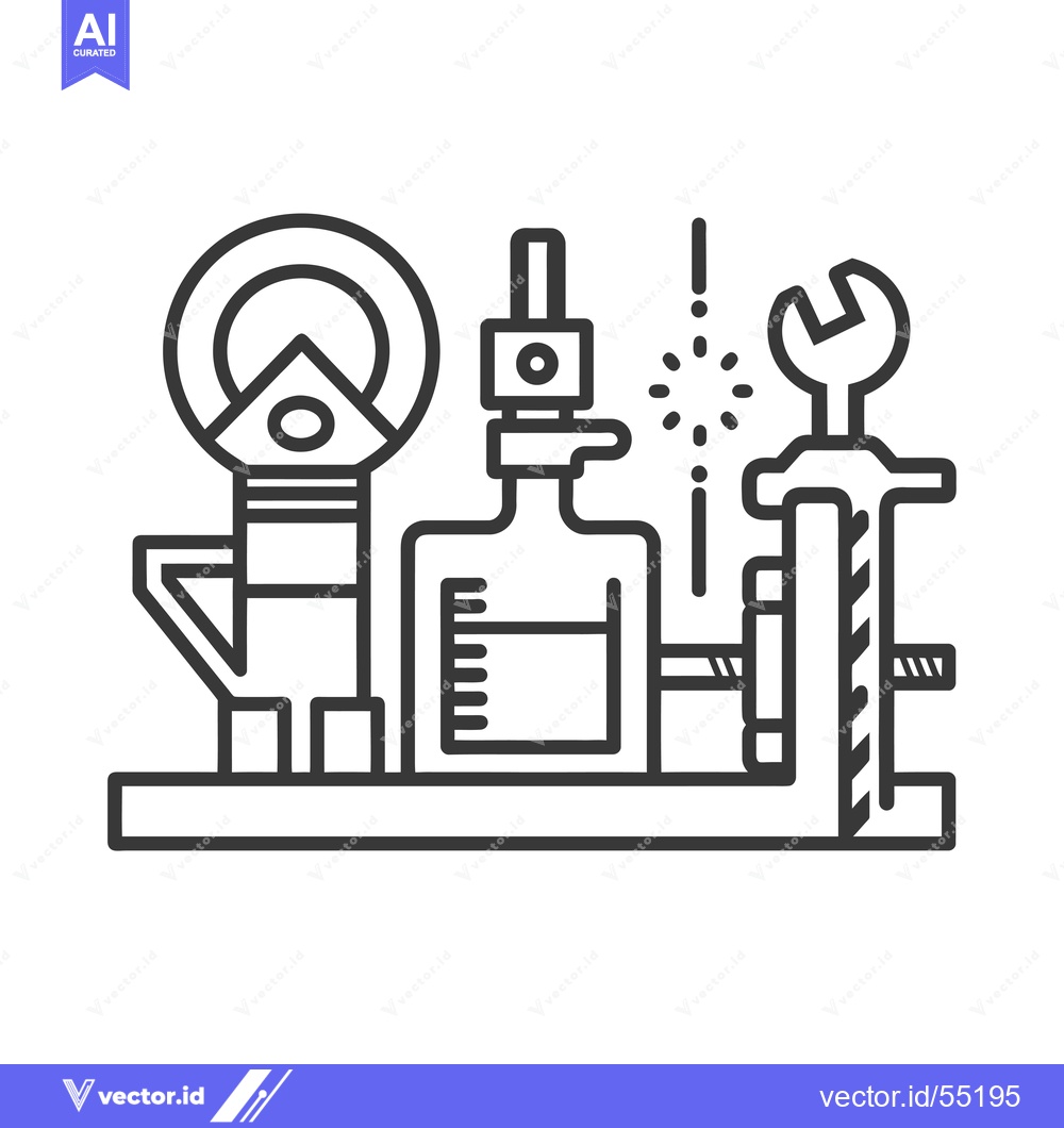 Premium Vector dari Line Art Illustration of Tools and Equipment on a Table
