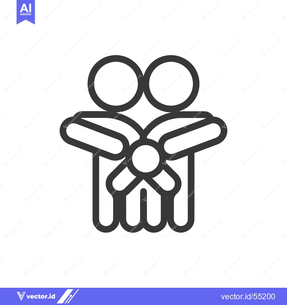 Premium Vector of Line Art Illustration of Two Adults Holding a Child