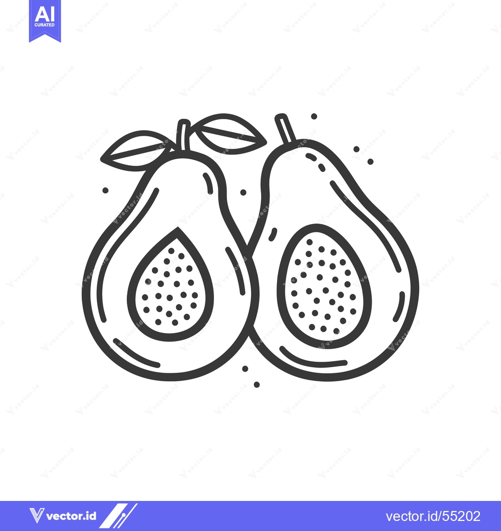 Premium Vector dari Line Art Illustration of Two Avocados with Leaves