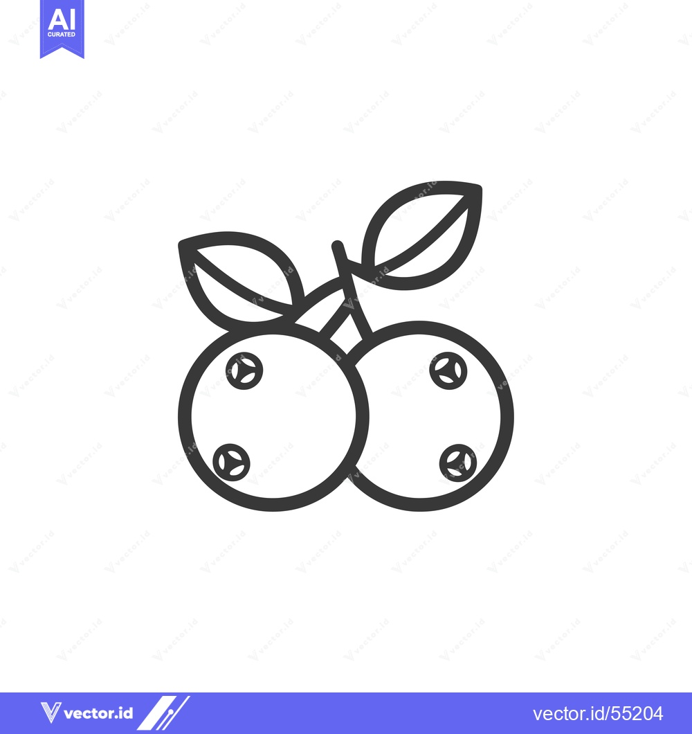 Premium Vector dari Line Art Illustration of Two Berries with Leaves