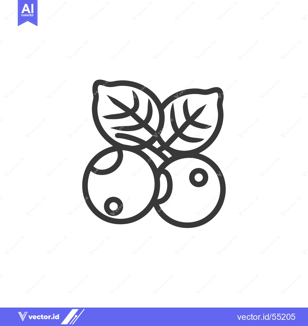 Premium Vector dari Line Art Illustration of Two Blueberries with Leaves