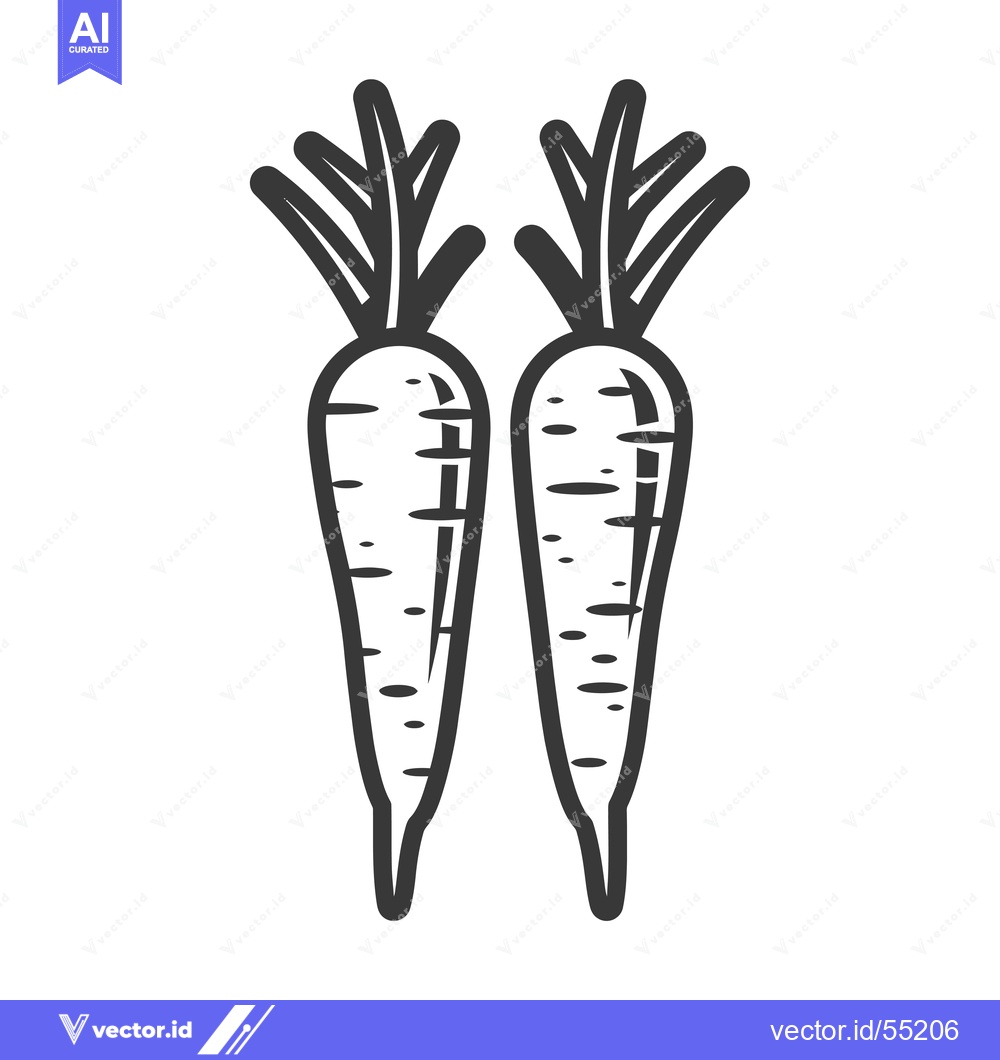 Premium Vector dari Line Art Illustration of Two Carrots