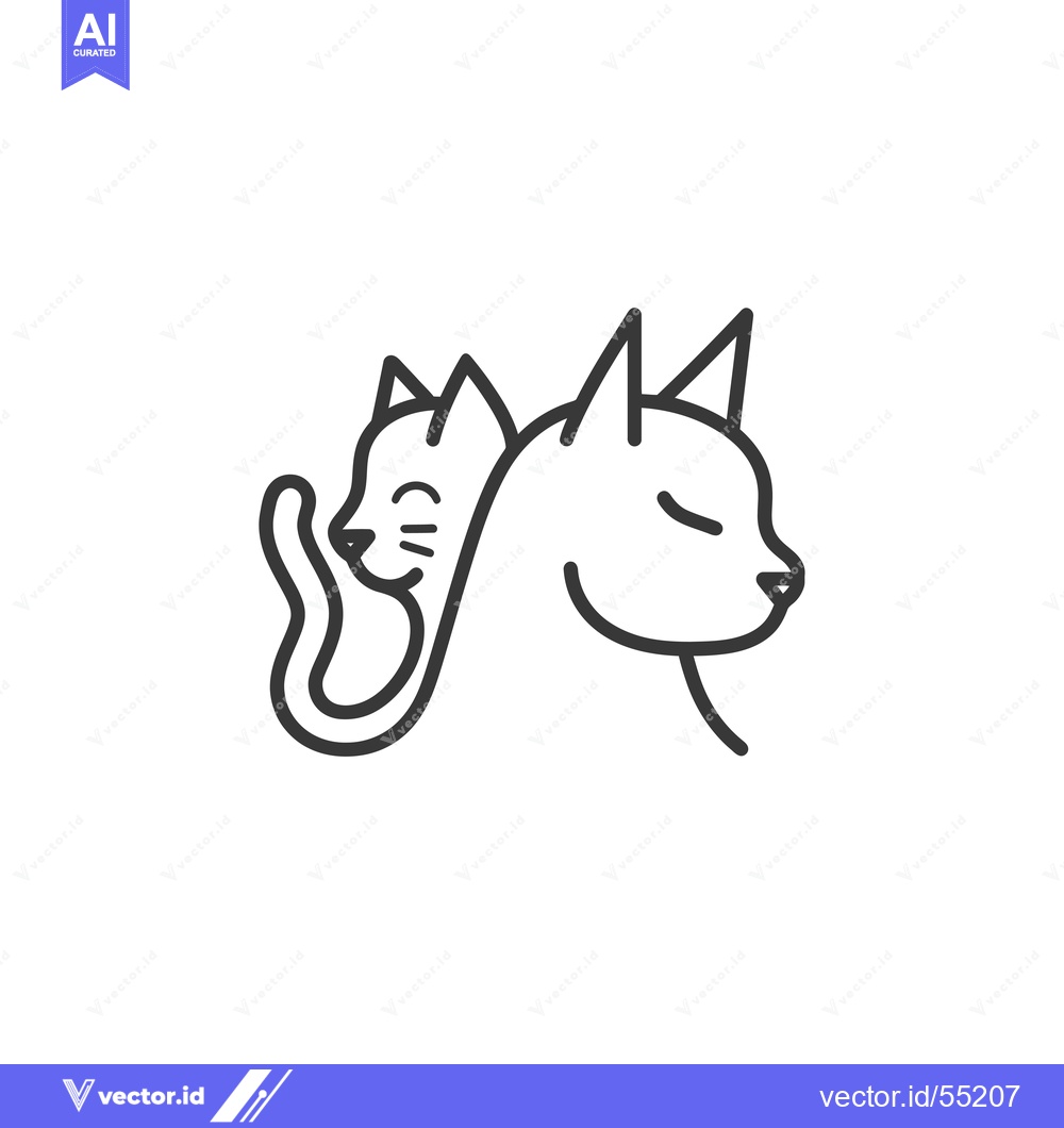 Premium Vector dari Line Art Illustration of Two Cats, One Behind the Other, with the Fron