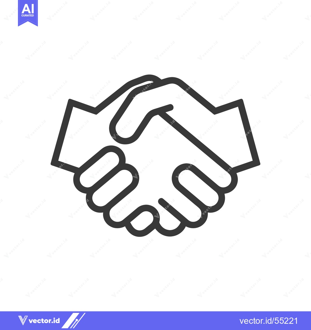 Premium Vector of Line art illustration of two hands shaking, symbolizing agreement, par