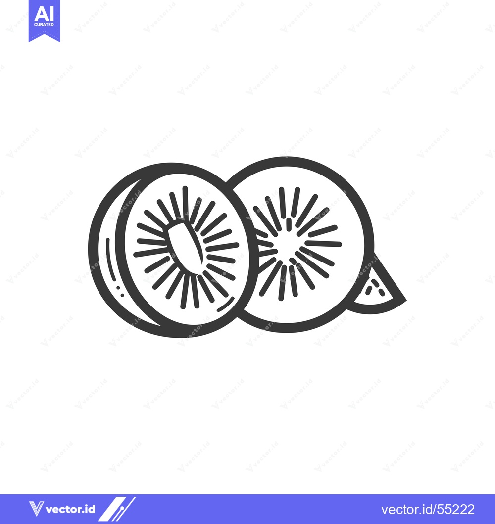 Premium Vector dari Line Art Illustration of Two Kiwi Fruit Slices