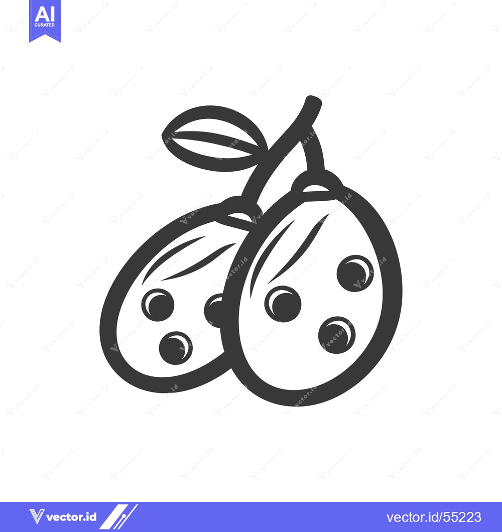 Premium Vector of Line art illustration of two olives with a leaf