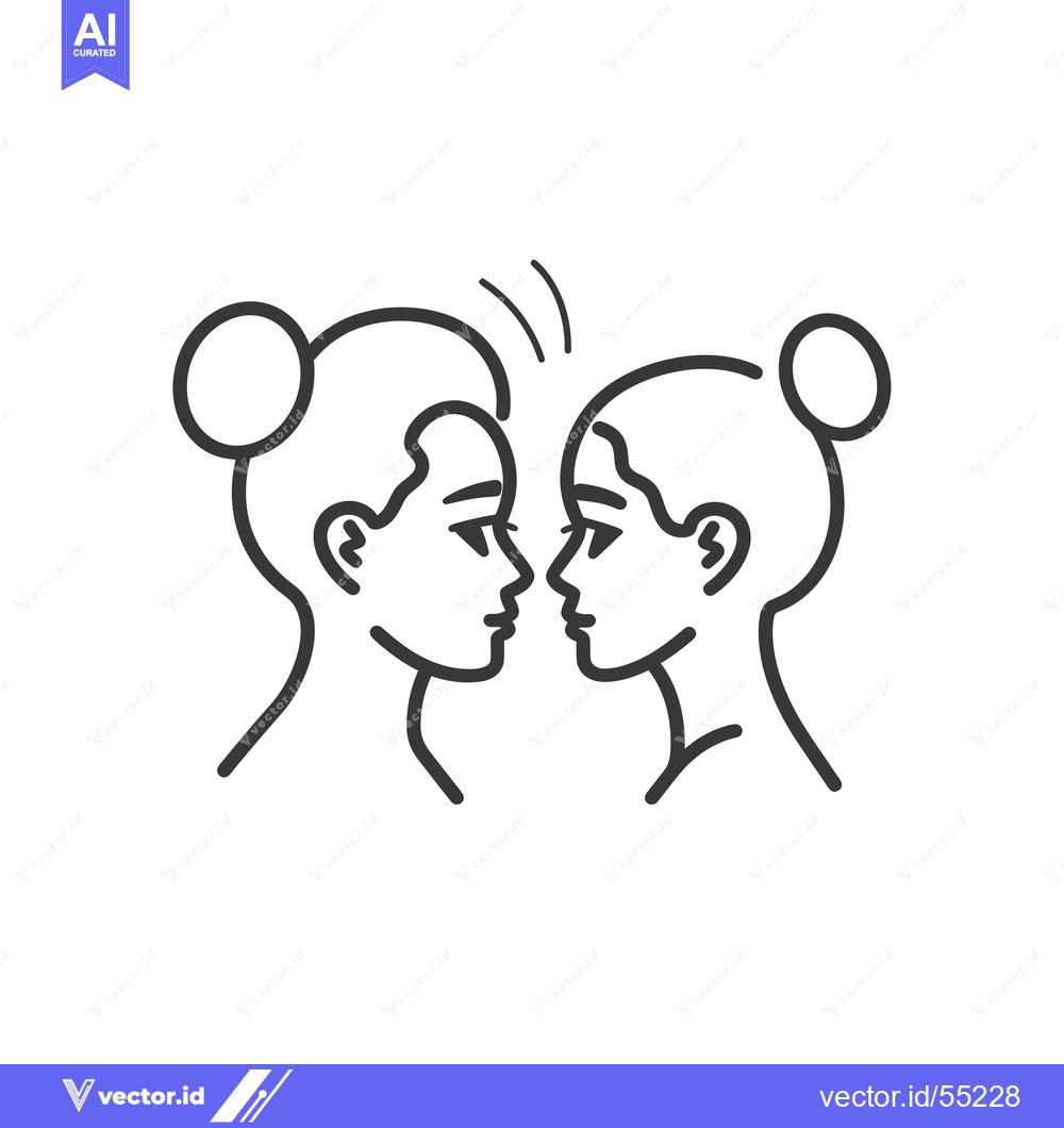Premium Vector dari Line Art Illustration of Two People Facing Each Other