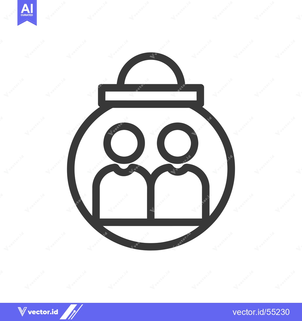 Premium Vector of Line Art Illustration of Two People in a Round Frame with a Handle on