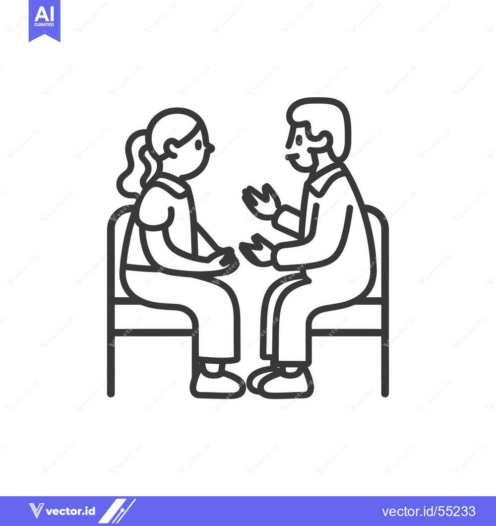 Premium Vector dari Line Art Illustration of Two People Sitting and Talking