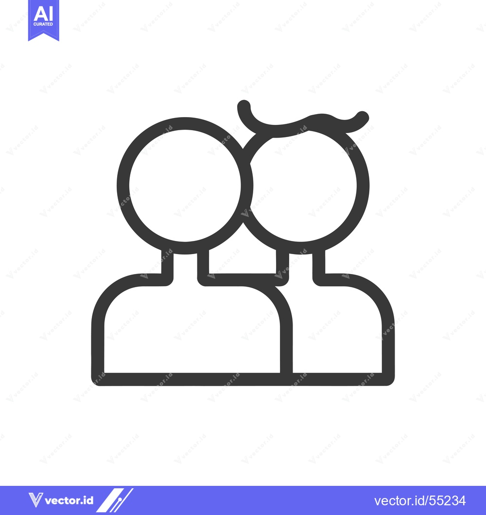 Premium Vector of Line art illustration of two people standing side by side