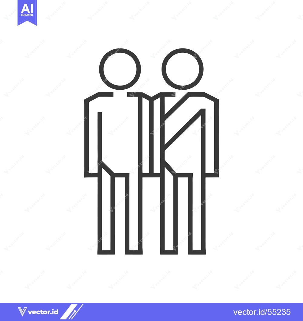 Premium Vector of Line art illustration of two people standing together